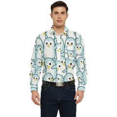Penguin Pattern Men s Long Sleeve Pocket Shirt  by Wegoenart