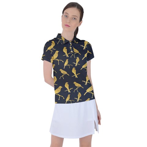 Background-with-golden-birds Women s Polo Tee by Wegoenart