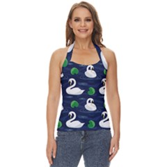 Swan Pattern Elegant Design Basic Halter Top by Wegoenart