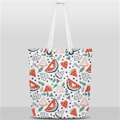 Seamless-vector-pattern-with-watermelons-mint Full Print Rope Handle Tote (small) by Wegoenart