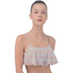 Water Color Pattern Frill Bikini Top by designsbymallika