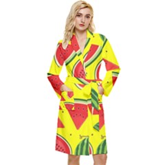 Yellow Watermelon   Long Sleeve Velour Robe by ConteMonfrey