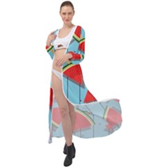 Blue Watermelon Popsicle  Maxi Chiffon Beach Wrap by ConteMonfrey