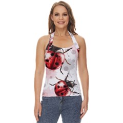Ladybugs-pattern-texture-watercolor Basic Halter Top by Wegoenart
