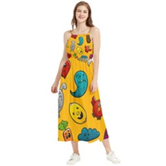 Graffiti Characters Seamless Ornament Boho Sleeveless Summer Dress by Wegoenart