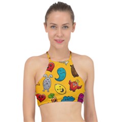 Graffiti Characters Seamless Ornament Racer Front Bikini Top by Wegoenart