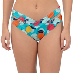 Pop Art Style Citrus Seamless Pattern Double Strap Halter Bikini Bottom by Wegoenart