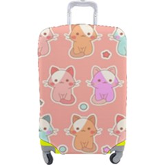 Cute Kawaii Kittens Seamless Pattern Luggage Cover (large) by Wegoenart