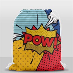 Pow Word Pop Art Style Expression Vector Drawstring Bag (small) by Wegoenart