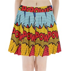 Pow Word Pop Art Style Expression Vector Pleated Mini Skirt by Wegoenart