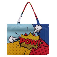 Pow Word Pop Art Style Expression Vector Zipper Medium Tote Bag by Wegoenart