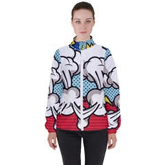 Rays Smoke Pop Art Style Vector Illustration Women s High Neck Windbreaker by Wegoenart