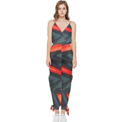 Graffiti Detail Wallpaper Texture Background Sleeveless Tie Ankle Chiffon Jumpsuit by Wegoenart