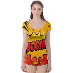Explosion Boom Pop Art Style Boyleg Leotard  by Wegoenart