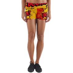 Explosion Boom Pop Art Style Yoga Shorts by Wegoenart