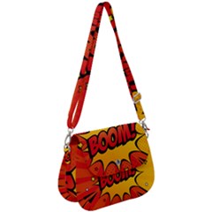 Explosion Boom Pop Art Style Saddle Handbag by Wegoenart