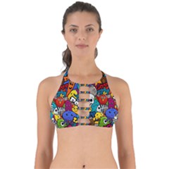 Graffiti Characters Seamless Pattern Perfectly Cut Out Bikini Top by Wegoenart