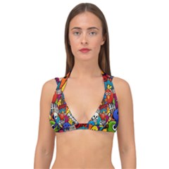 Graffiti Characters Seamless Pattern Double Strap Halter Bikini Top by Wegoenart