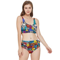 Graffiti Characters Seamless Pattern Frilly Bikini Set by Wegoenart