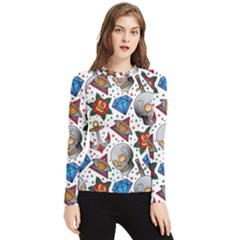 Full Color Flash Tattoo Patterns Women s Long Sleeve Rash Guard by Wegoenart