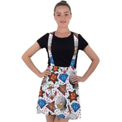 Full Color Flash Tattoo Patterns Velvet Suspender Skater Skirt by Wegoenart