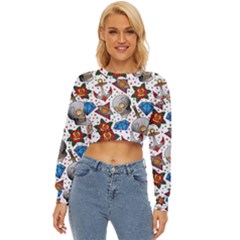 Full Color Flash Tattoo Patterns Lightweight Long Sleeve Sweatshirt by Wegoenart