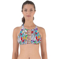 Graffit Characters Seamless Pattern Art Perfectly Cut Out Bikini Top by Wegoenart