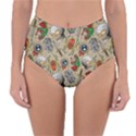 Tattoo Pattern Reversible High-Waist Bikini Bottoms View3