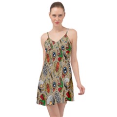Tattoo Pattern Summer Time Chiffon Dress by Wegoenart