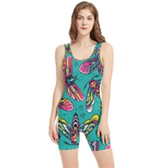 Vintage Colorful Insects Seamless Pattern Women s Wrestling Singlet by Wegoenart