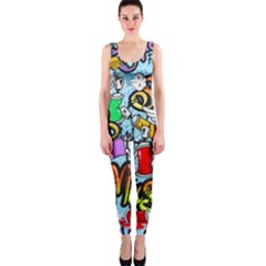Graffiti Characters Seamless Patterns One Piece Catsuit by Wegoenart