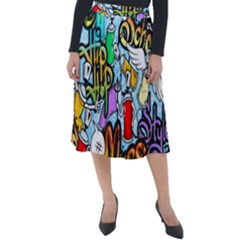 Graffiti Characters Seamless Patterns Classic Velour Midi Skirt  by Wegoenart