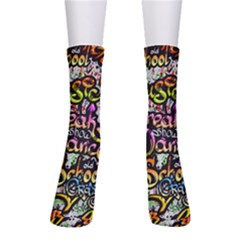Graffiti Word Seamless Pattern Crew Socks by Wegoenart