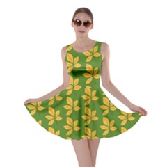 Orange Leaves Green Skater Dress by ConteMonfrey