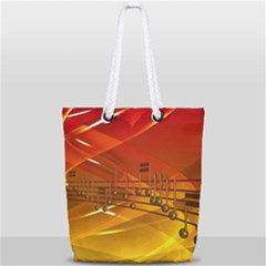 Music Notes Melody Note Sound Full Print Rope Handle Tote (small) by Wegoenart