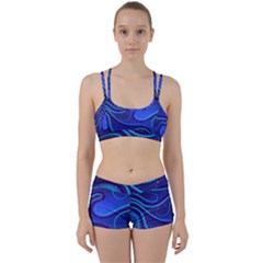 Wavy Abstract Blue Perfect Fit Gym Set by Ravend