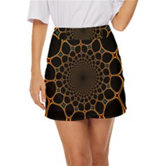 Fractal Abstract Web Art Digital Mini Front Wrap Skirt by Ravend