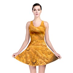 Lime Water Bubbles Macro Light Detail Background Reversible Skater Dress by Wegoenart