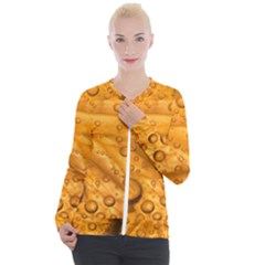 Lime Water Bubbles Macro Light Detail Background Casual Zip Up Jacket by Wegoenart