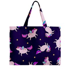 Fantasy Fat Unicorn Horse-pattern Fabric Design Zipper Mini Tote Bag by Wegoenart