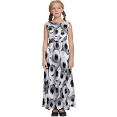 Eyes Drawing Motif Random Pattern Kids  Satin Sleeveless Maxi Dress by dflcprintsclothing