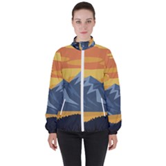 Illustration Landscape Nature Women s High Neck Windbreaker by Wegoenart