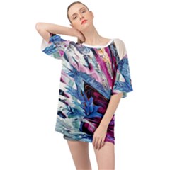 Feathers Oversized Chiffon Top by kaleidomarblingart