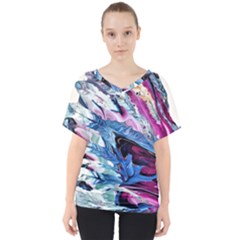 Feathers V-neck Dolman Drape Top by kaleidomarblingart