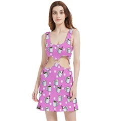 Coffee Chocolate Milk Drink Hot Velvet Cutout Dress by Wegoenart
