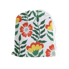Painting Flower Leaves Forest Drawstring Pouch (xl) by Wegoenart