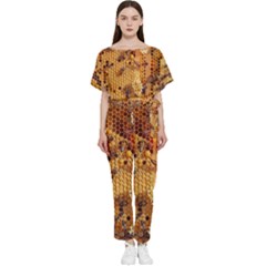 Insect Macro Honey Bee Animal Batwing Lightweight Chiffon Jumpsuit by Wegoenart