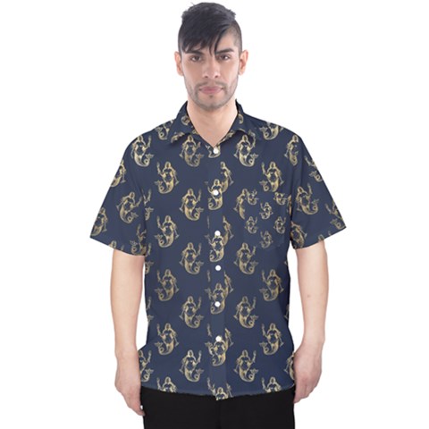 Gold Mermaids Silhouettes Men s Hawaii Shirt by ConteMonfrey