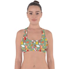 Autumn Seamless Background Leaves Wallpaper Texture Cross Back Hipster Bikini Top  by Wegoenart