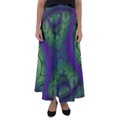 Abstract Fractal Art Pattern Flared Maxi Skirt by Ravend
